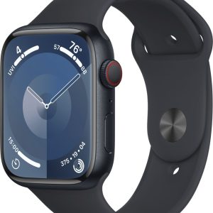 Apple Watch Series 9 GPS + Cellular, 45mm Midnight Aluminum Case with Midnight Sport Band - M/L