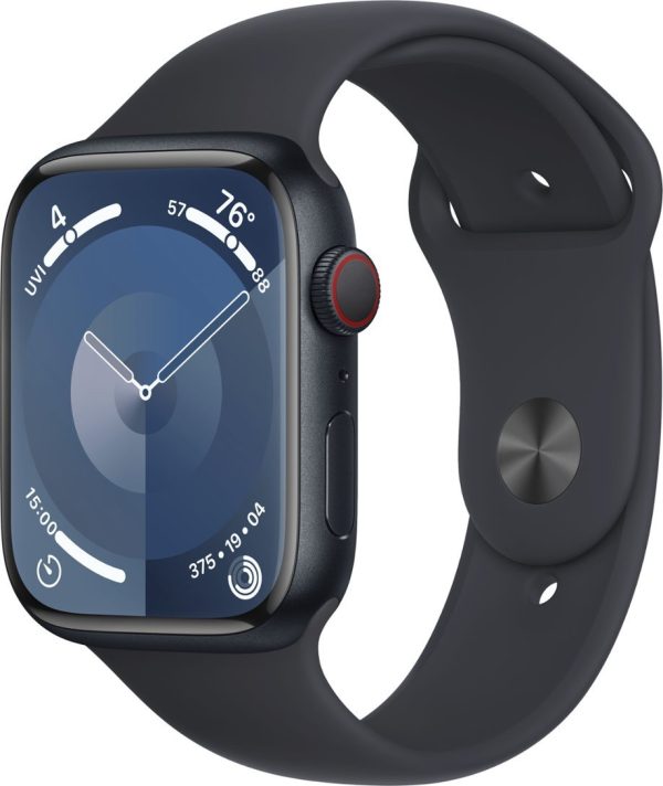 Apple Watch Series 9 GPS + Cellular, 45mm Midnight Aluminum Case with Midnight Sport Band - M/L